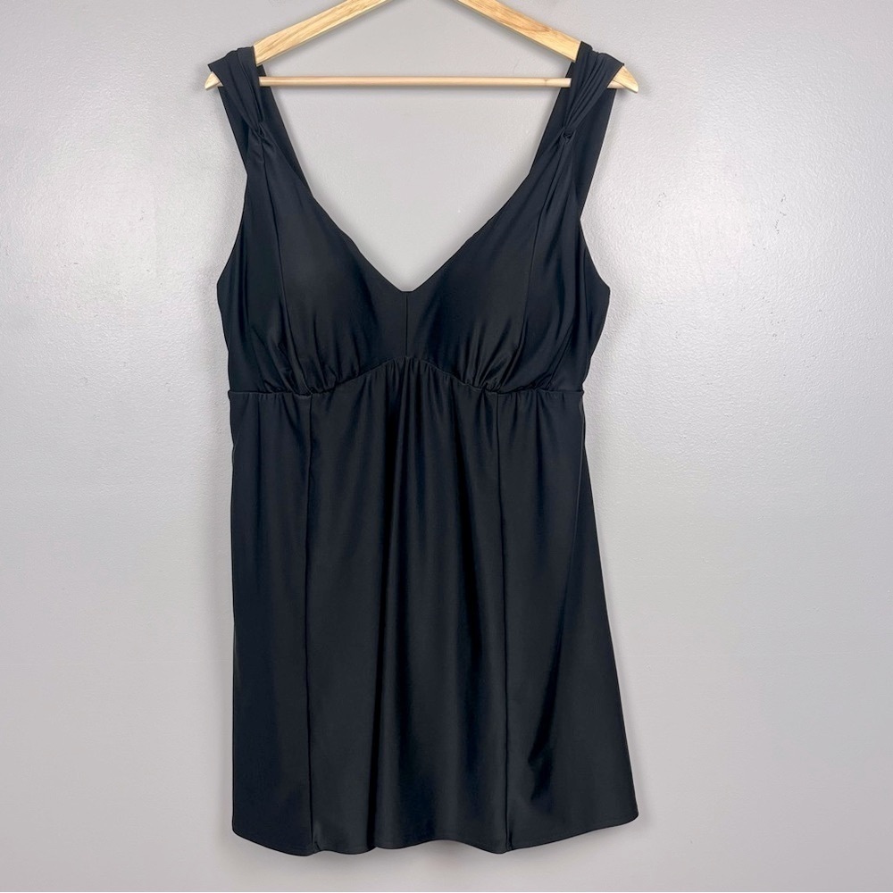 Swimsuits For All black modest 1 piece swim dress, size 20.